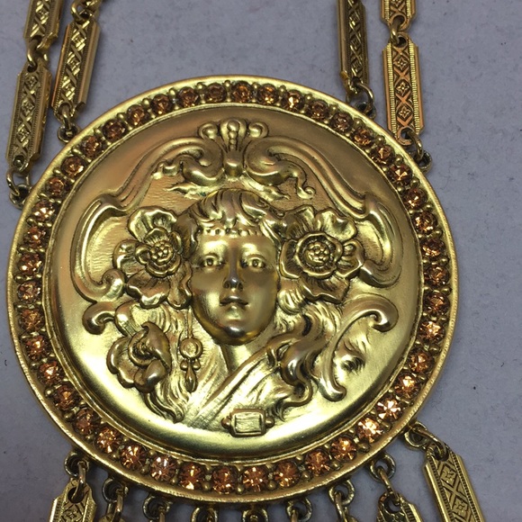 Amazing vintage Art Nouveau style Goldette necklace. - Picture 3 of 8